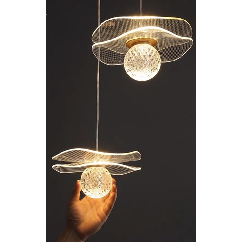 Đèn treo đầu giường phòng ngủ,đen thả bàn ăn,decor trang trí bàn uống nước hình lá sen- có video thực tế