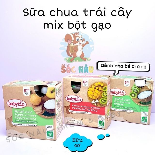 Dị Ứng Đạm Sữa Bò Sữa Chua Babybio Dừa Trái Cây Mix Bô Gạo Hữu Cơ Cho Bé Từ 6 tháng