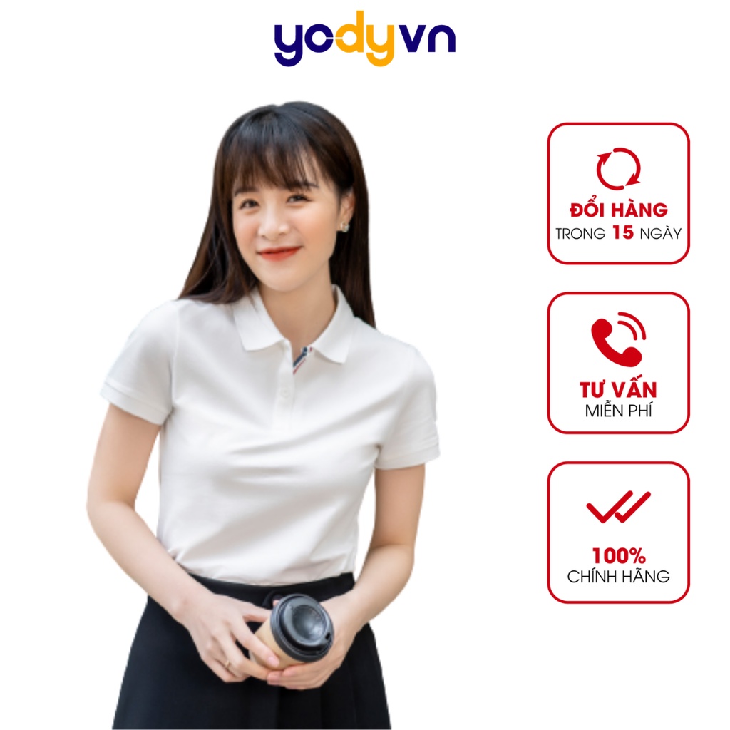 Áo polo nữ YODY mắt chim phông tay ngắn cổ bẻ  phối nẹp mix màu thoáng mát thấm hút mồ hôi APN5194