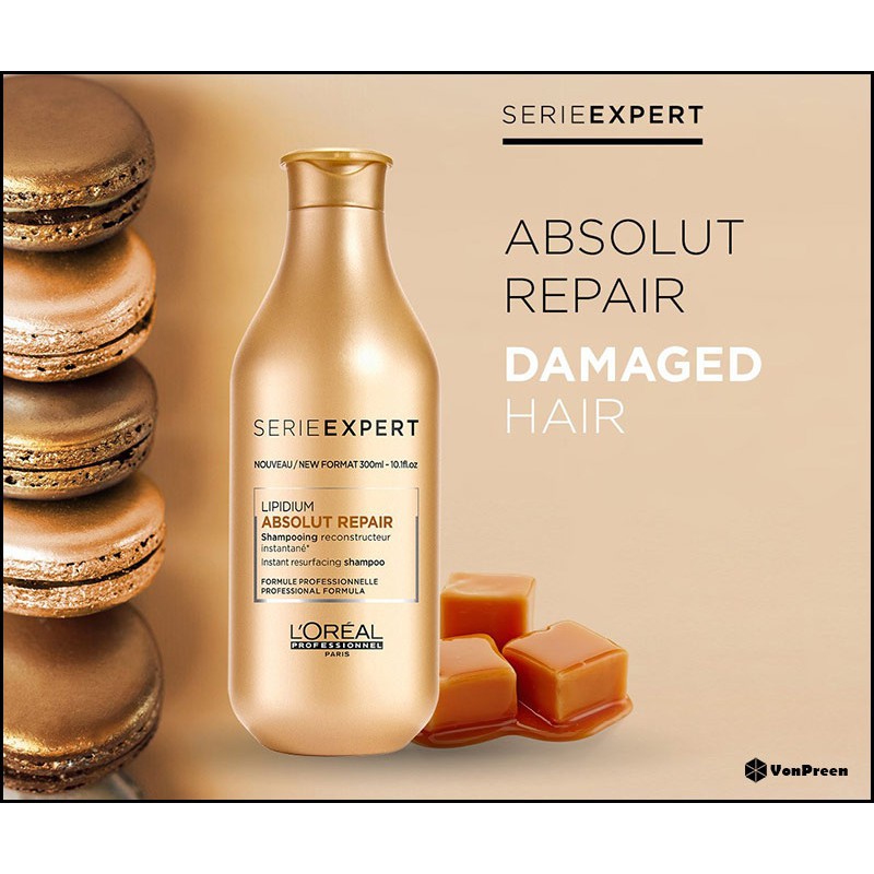 Dầu Gội, Xả  L’Oréal Professionnel Phục Hồi Hư Tổn Toàn Diện Serie Expert Absolut Repair Gold Quinoa + Protein Shampoo