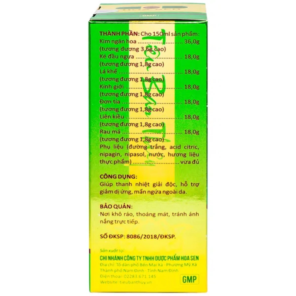 Siro Tiêu Ban Thủy. hỗ trợ giảm dị ứng mẩn ngứa sẩn mề thanh nhiệt Chai 150ml suckhoechomoinha