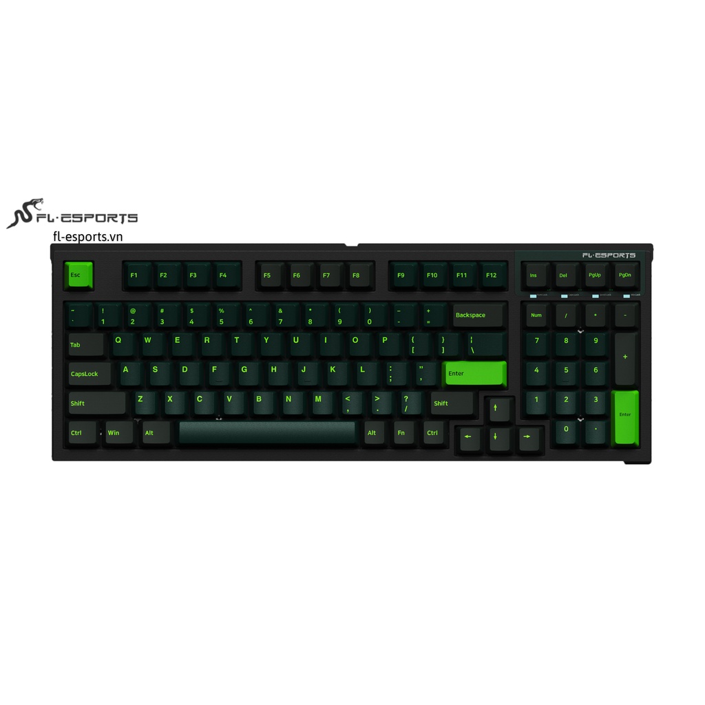 Bàn phím cơ FL-Esports FL980CP Sound Wave Green 1 Mode, Kailh Rosa Switch - Hàng chính hãng