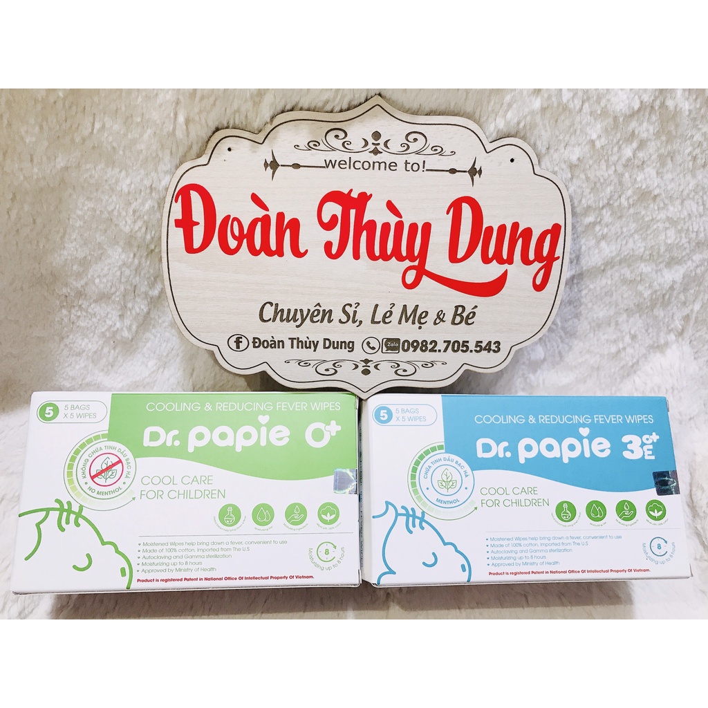 [CHÍNH HÃNG] KHĂN LAU HẠ SỐT DR PAPIEl 25 Tờ