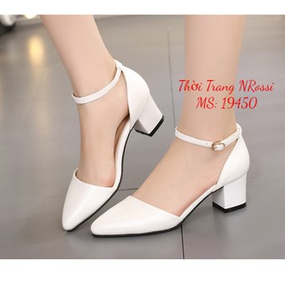 Giày cao gót  thời trang cao 5cm màu trắng size lớn 40 41 42 43 44