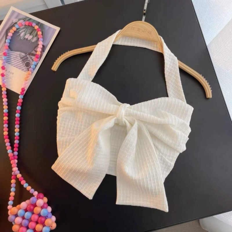 Áo nơ croptop dây buộc cổ hàng QC