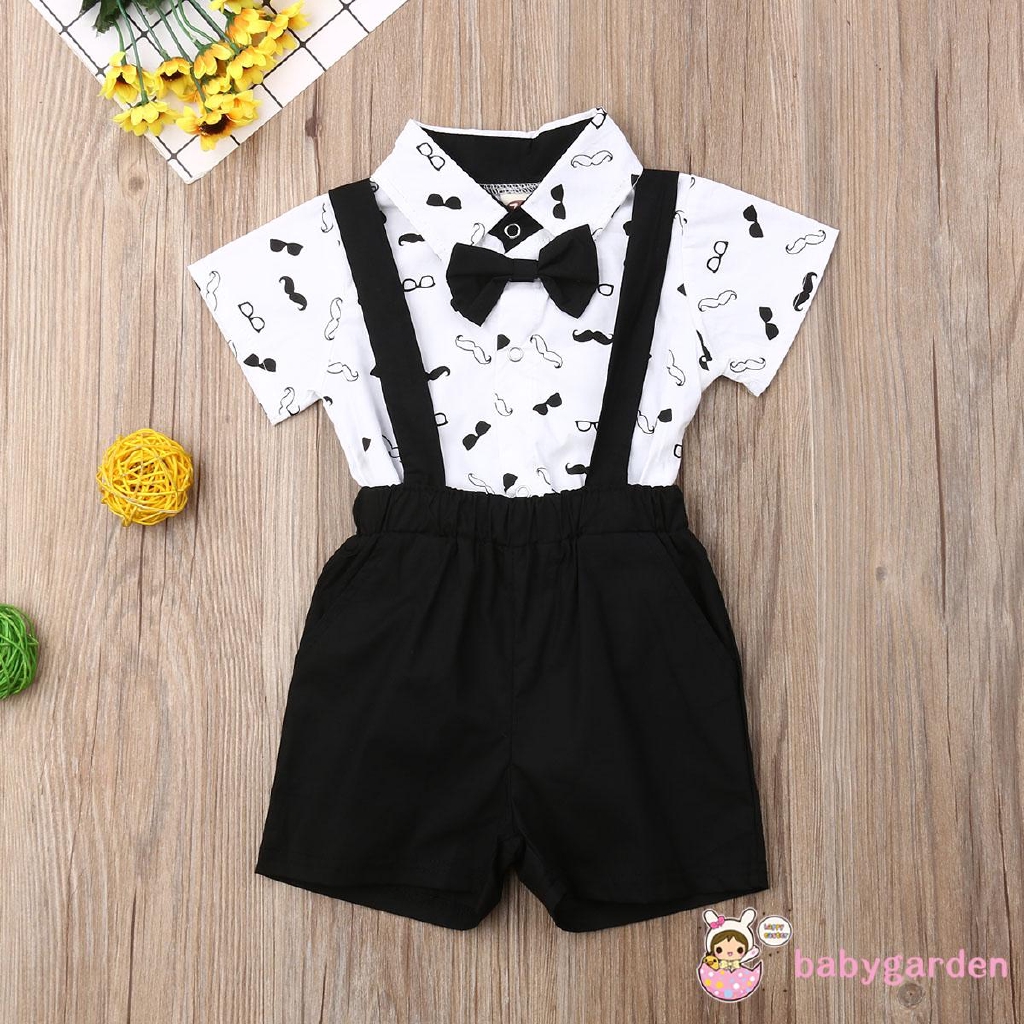 Set áo thun ngắn tay cổ tròn và quần yếm đáng yêu cho bé