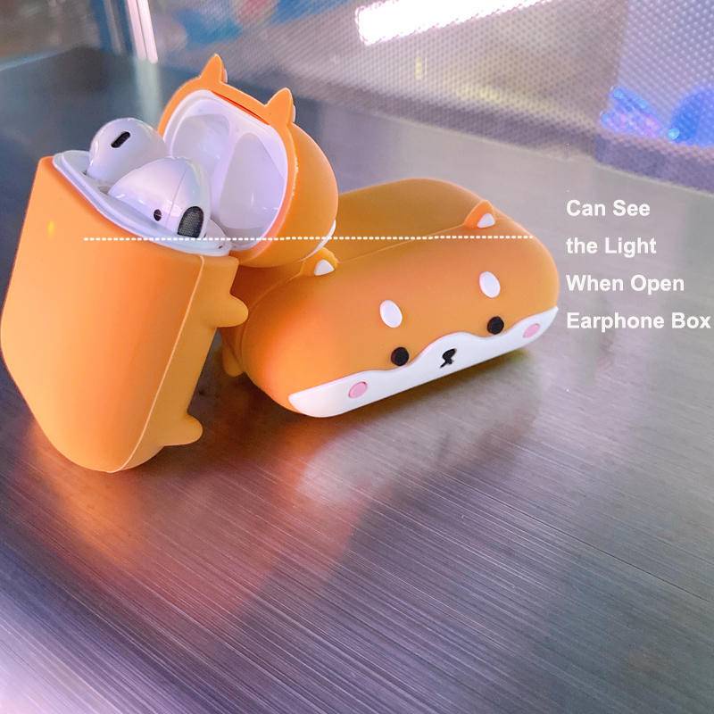 Vỏ bảo vệ hộp sạc tai nghe thích hợp cho Airpods 1 2 3 hình chó corgi husky 3D dễ thương