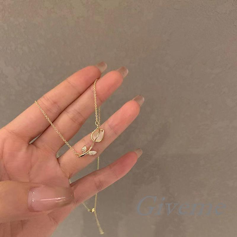 Vòng cổ Mặt Hoa Tulip Thời Trang Cao Cấp Sang Trọng Cho Nữ