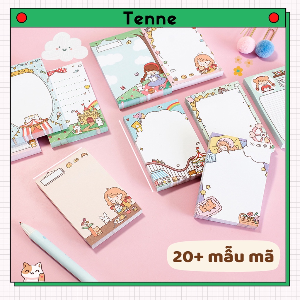 Giấy note cute 100 tờ nhiều mẫu mã - giấy ghi chú dễ thương