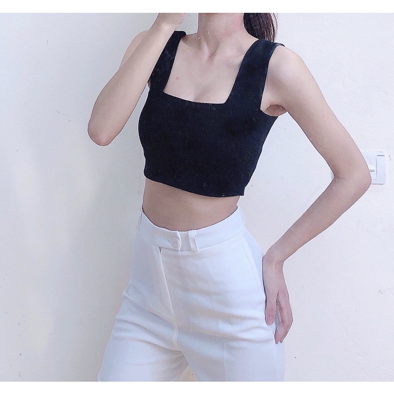 [CÓ SẴN/ ẢNH THẬT 100%] Áo 2 dây bản to croptop đẹp ảnh thật màu đen, trắng HÀNG LOẠI 1 chuẩn ảnh form đẹp