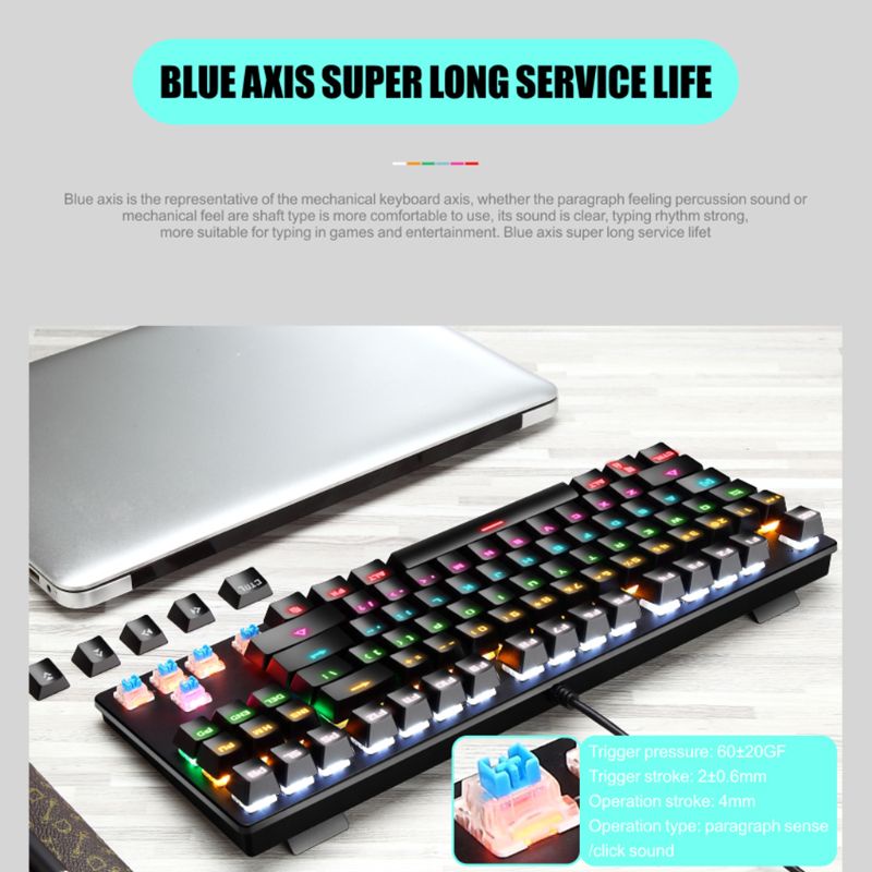 Bàn Phím Cơ IOR K550 87 Phím Có Hiệu Ứng Đèn Nhiều Màu Sắc Cho Windows XP 7 8 10