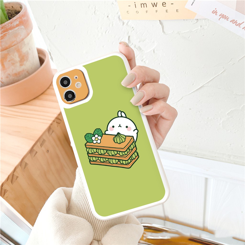 Ốp iphone - Ốp lưng iphone cạnh vuông viền camera Thỏ bánh ngọt dành cho ip 6 đến 14promax - ng176