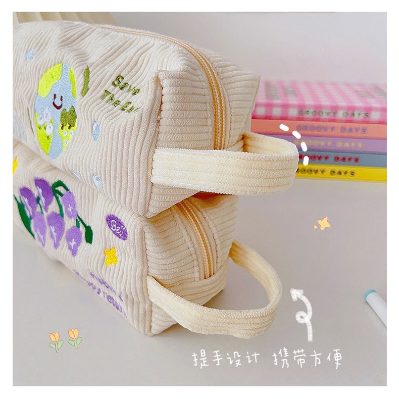 Túi Đựng Bút Thêu Hình Hộp Sữa Thời Trang Hàn Quốc