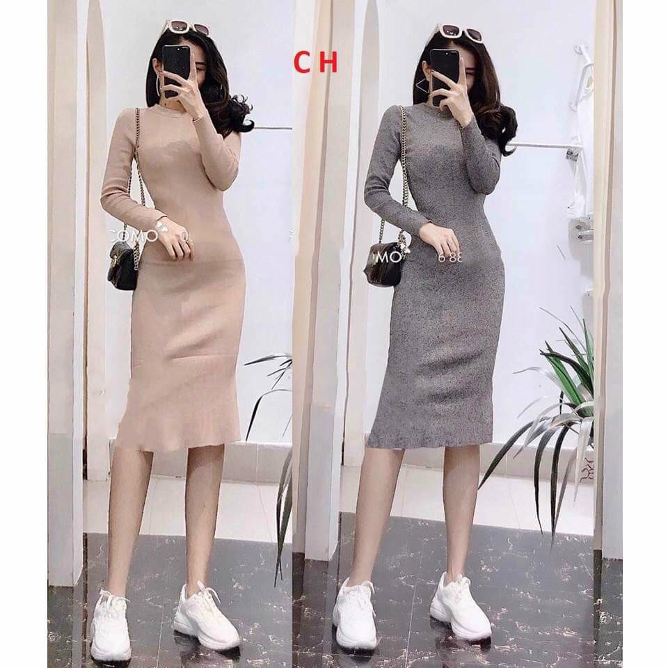 Váy Len Body Cổ 3 Phân Sang Chảnh 4 Màu đẹp