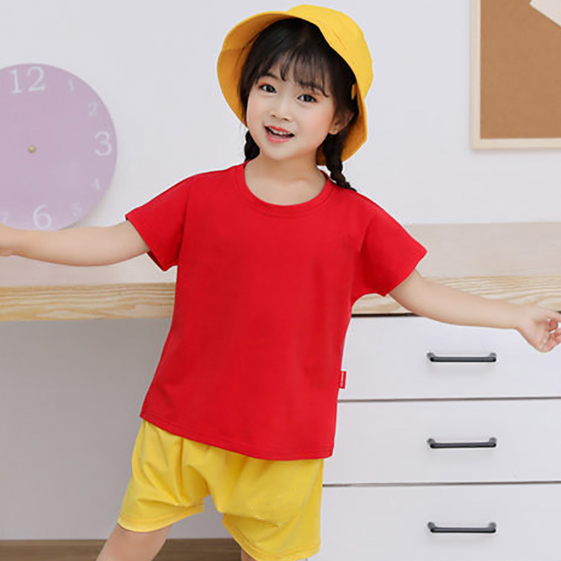 Dễ Thương Set Áo Thun Tay Ngắn + Quần Dài Màu Vàng / Đỏ Họa Tiết Cậu Bé Bút Chì Xinh Xắn