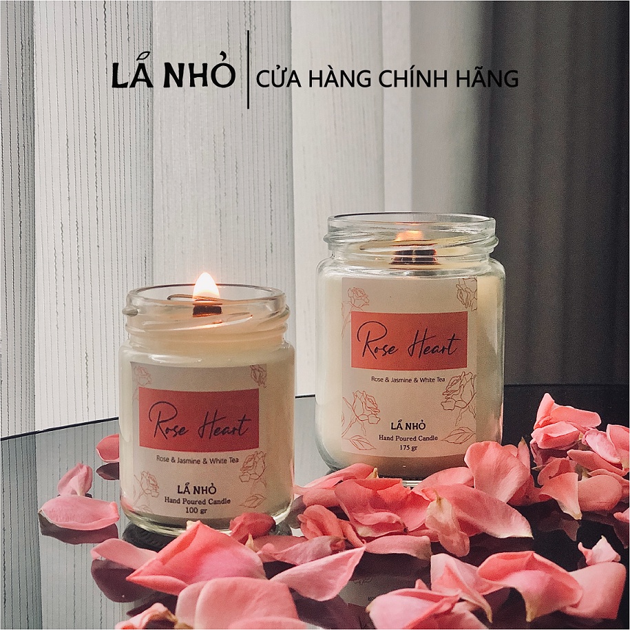 Nến thơm Handmade Candle LÁ NHỎ Rose Heart  Quyến rũ Tinh tế