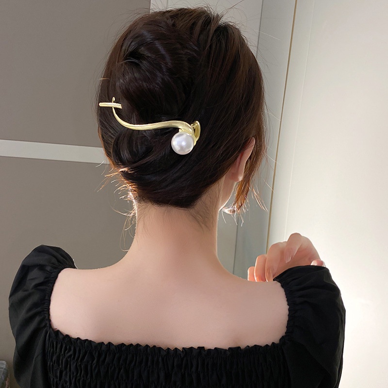 Kẹp Tóc Đính Ngọc Trai Nhân Tạo Tạo Kiểu Tóc Đuôi Ếch Chất Lượng Cao