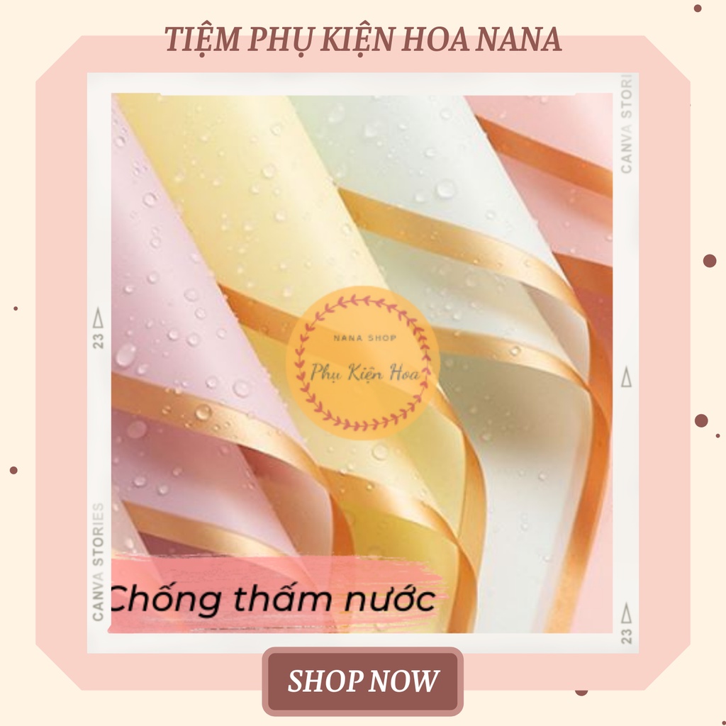 Giấy Gói Hoa Khổ 58*58cm ❤️Bóng Mờ Viền Đồng❤️ Cao Cấp, Không Thấm Nước, Hàng Loại 1