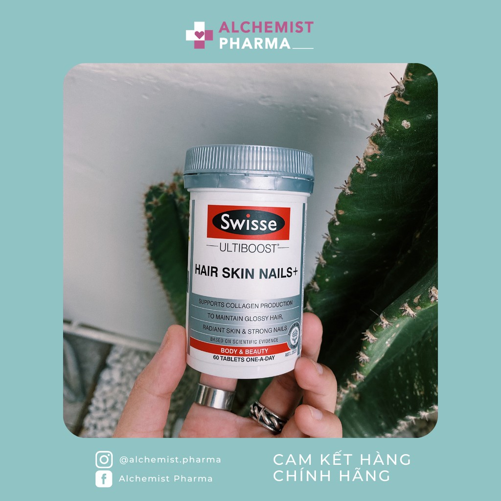 VIÊN UỐNG MỌC TÓC SWISSE HAIR SKIN NAILS ÚC 60 VIÊN