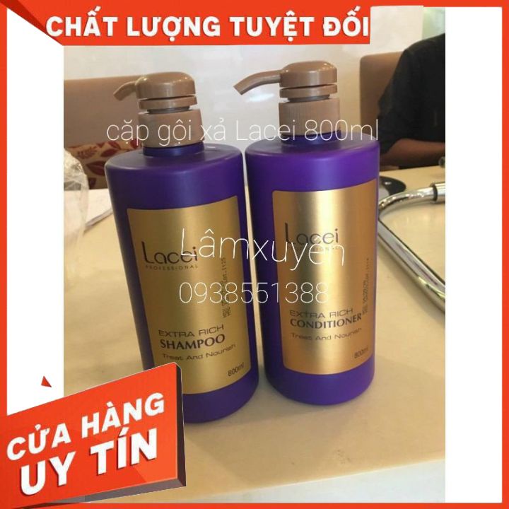 Bộ dầu gội và dầu xả LACEI TÍM 800ML và 250ML  nuôi dưỡng tóc khỏe, suôn mượt óng ả, cải thiện khô xơ,hư tổn