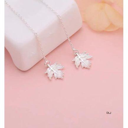 Bông tai nữ bạc ta - khuyên tai lá dài xinh xắn bibi silver