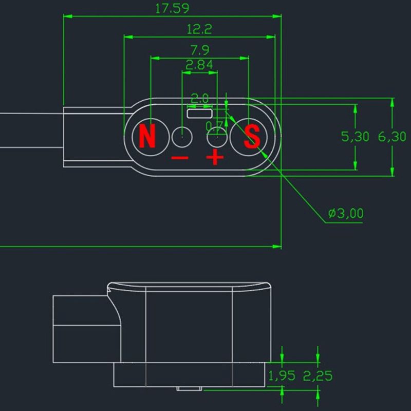 Cáp sạc nam châm 2 pin khoảng cách 4mm màu đen cao cấp tiện lợi dễ sử dụng