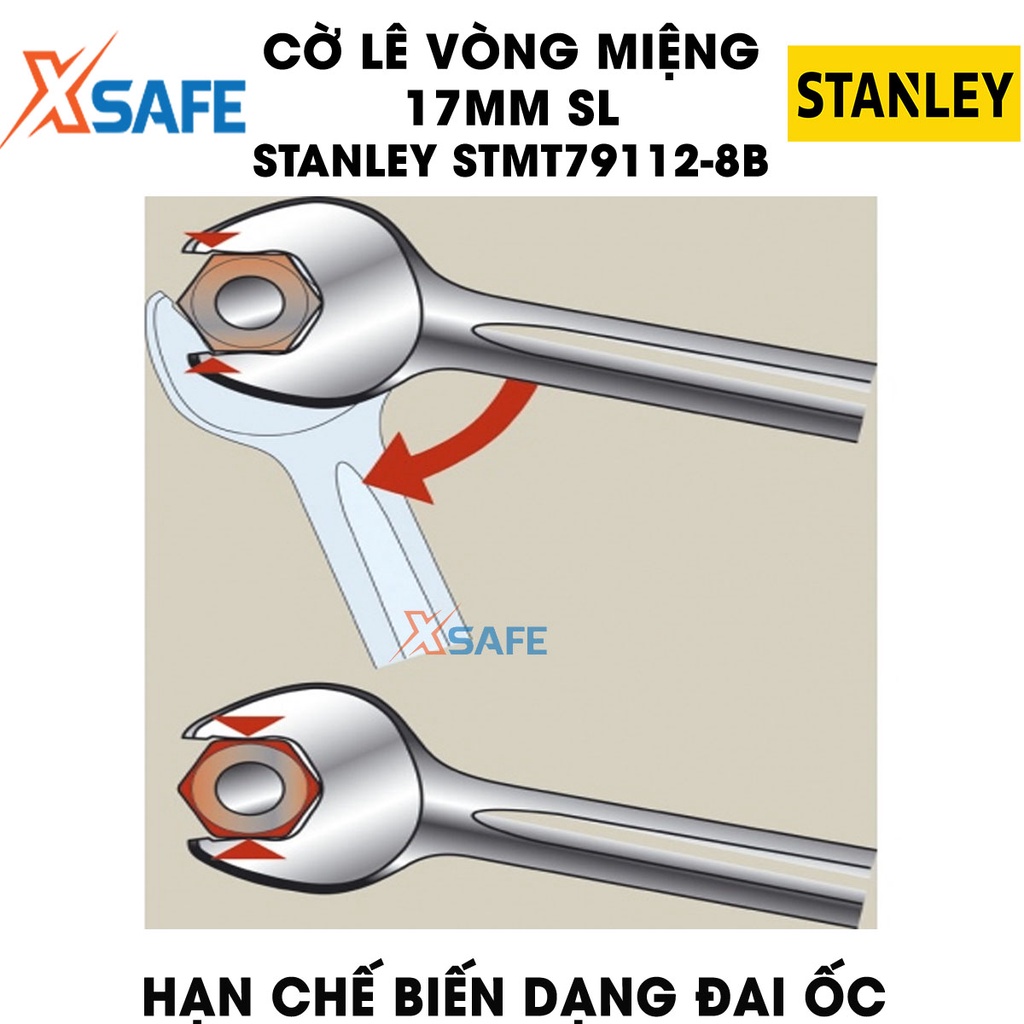 Cờ lê vòng miệng SL STANLEY STMT79112-8B 17mm  1 đầu hở 1 đầu tròn làm bằng thép CR-V cứng, độ bám đai ốc cao