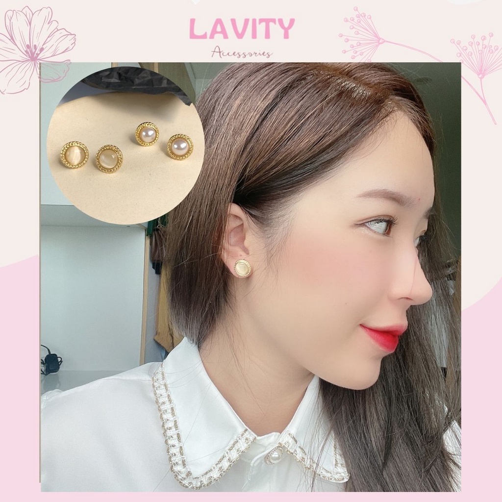 Khuyên Tai Ngọc Tròn Nhỏ Nữ Tính, Bông Tai Cho Nữ Kết Hợp Với Mọi Trang Phục - Phụ Kiện Trang Sức