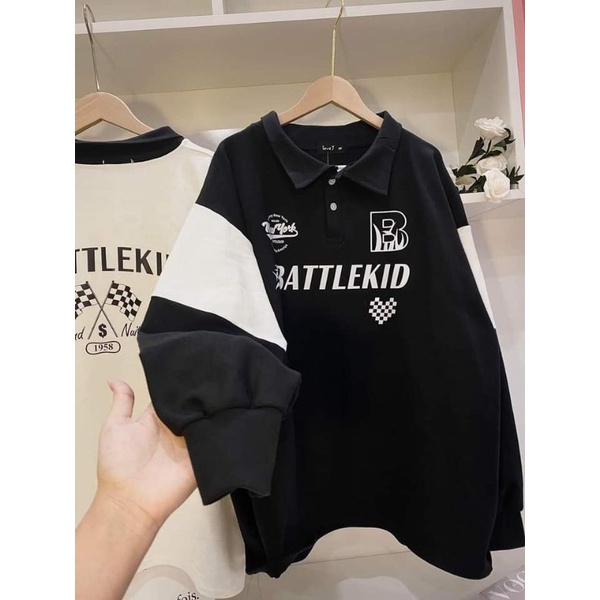 Áo Sweater Nam Nữ, Áo Polo Tay Dài Form Rộng Unisex Phong Cách Đường Phố