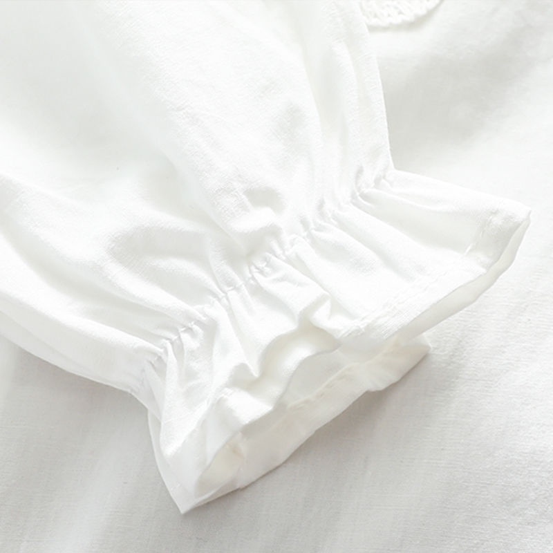 Áo sơ mi trắng tay dài cổ búp bê thời trang xuân thu cho bé gái