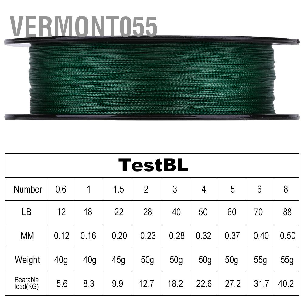 Vermont055 1pc 100m PE Braided 4 Strands Super Strong Fishing Lines Multi-filament Fish Rope Cord Green