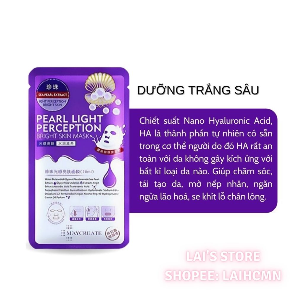 Hộp 20 Miếng Mặt Nạ HA Maycreate Dưỡng Ẩm Sâu, Ngọc Trai, Làm Sáng Da, Thu Nhỏ Lỗ Chân Lông, Giảm Nếp Nhăn Chính Hãng