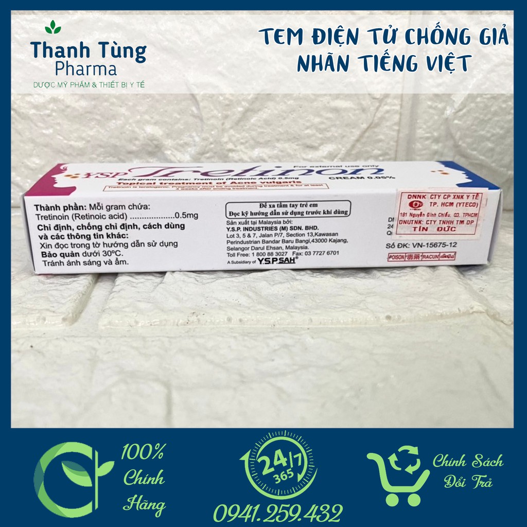 Tretinoin YSP⚜️CHÍNH HÃNG⚜️ Tretinon 0.05% hỗ trợ giảm mụn trứng cá mụn viêm mụn đầu đen mụn ẩn, chống lão hoá | BigBuy360 - bigbuy360.vn