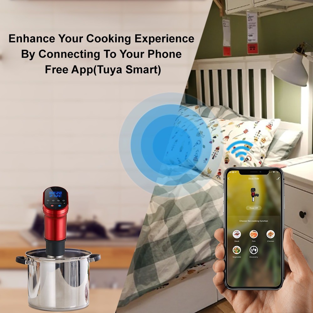 [BioloMix Brand] Máy nấu chậm Sous vide BioloMix SV-1900 điều khiển màn hình LED và App Wifi thông minh thế hệ thứ 3
