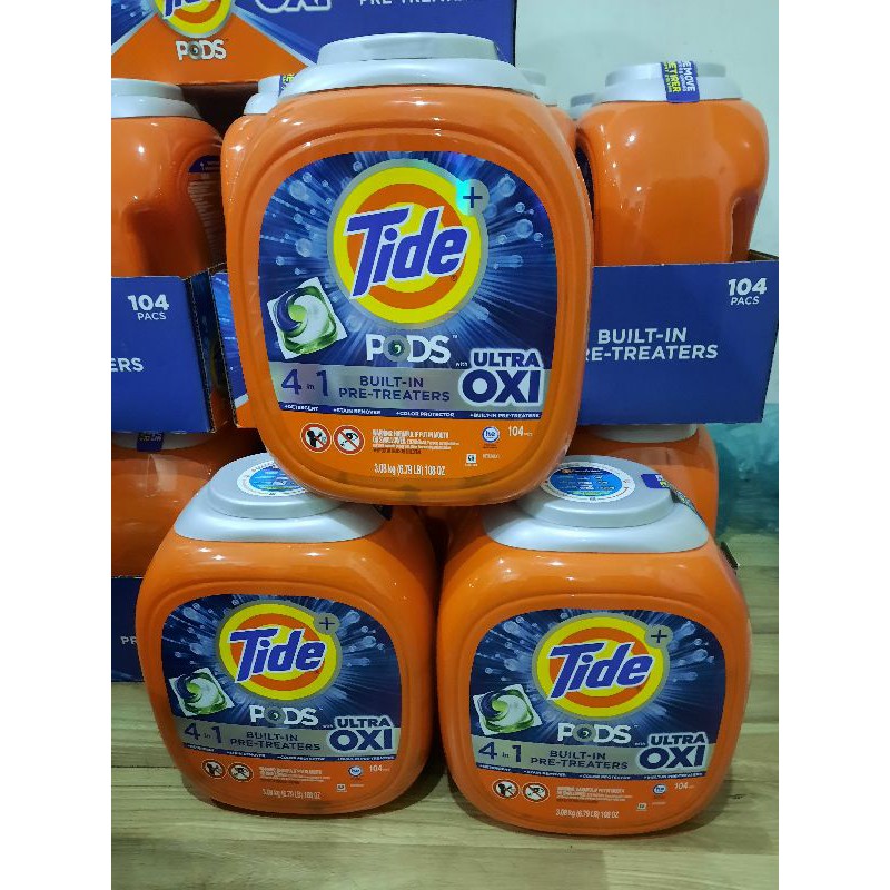 Viên Giặt Xả Tide Pods 104 Viên Downy 4in1 - Ultra Oxi - Hàng Chuẩn Mỹ
