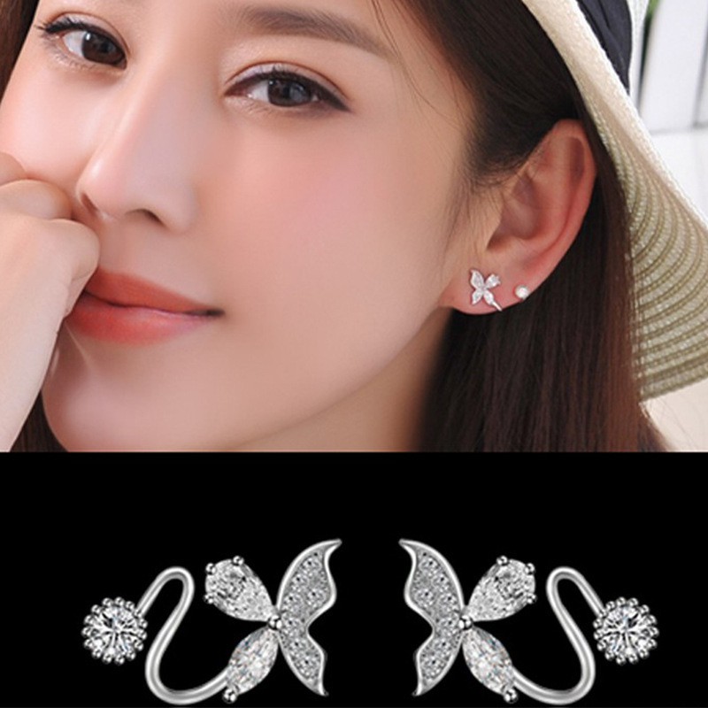 Hoa tai vành bạc Ý 925 hot trend thời trang Hàn Quốc cực xinh ht72