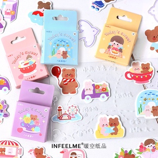Hộp 45 Nhãn dán sticker Gấu nhỏ đáng yêu trang trí sổ tay bullet journal M581