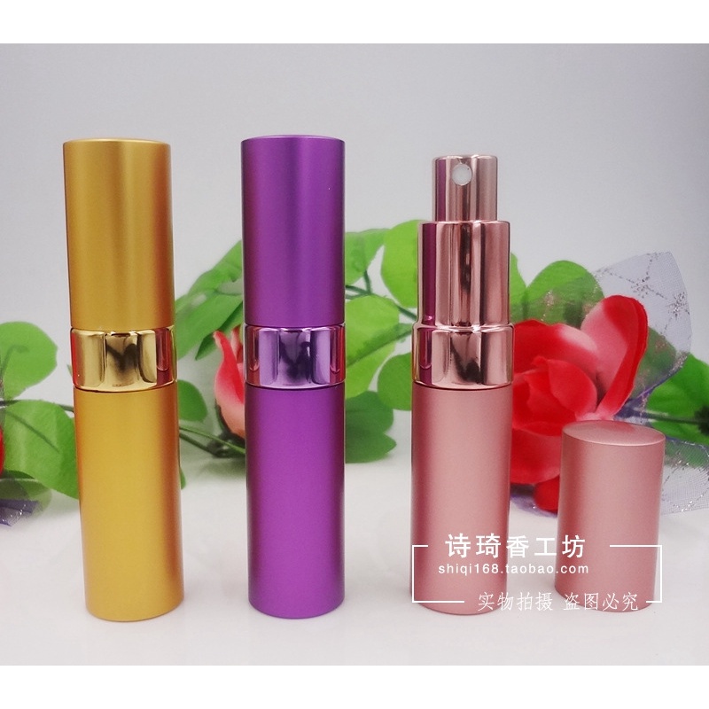 Lọ đựng nước hoa chiết vỏ nhôm hình trụ cao cấp sang trọng 15ml, Chai chiết nước hoa hình trụ 2 lớp dạng xịt phun sương