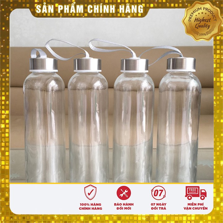 Bình detox thủy tinh đựng nước có quai xách tiện dụng 500ml