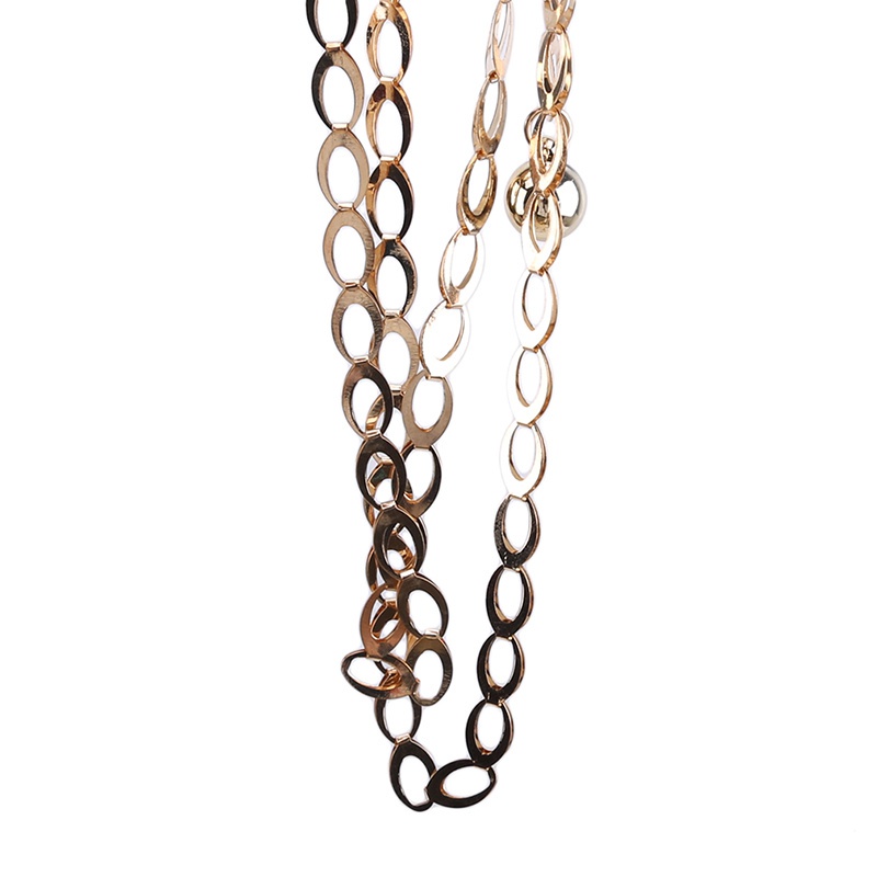 Thắt lưng dây xích bằng kim loại màu vàng/ bạc lưng cao thời trang cho nữ