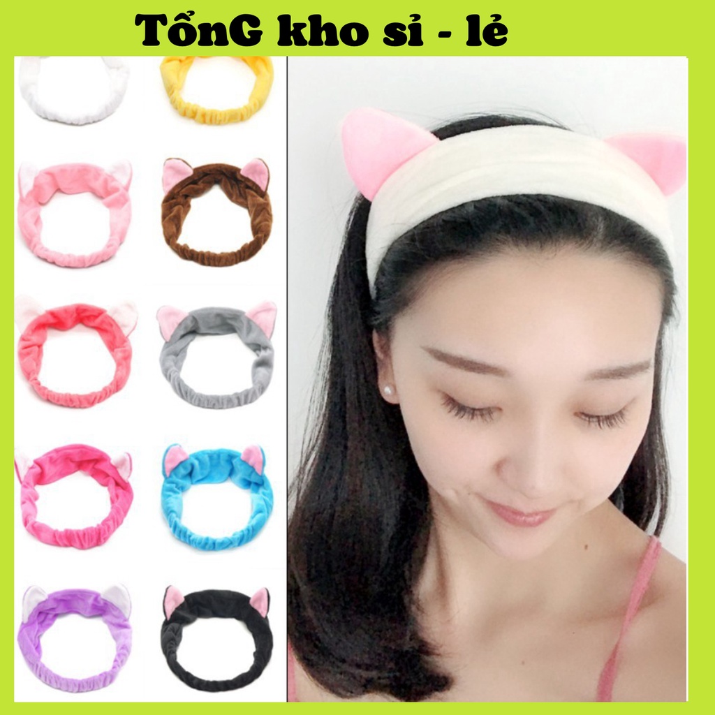 Băng Đô Rửa Mặt Tai Mèo Giá Rẻ, Băng Đô Cài Tóc Turban Nữ Vải Nhung Chất Đẹp Mềm Mượt Hàn Quốc 88264
