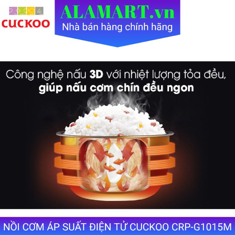 Nồi cơm Áp suất Điện tử CUCKOO CRP-G1015M 1.8L  dùng cho 4 - 8 người ăn 1 kg gạo
