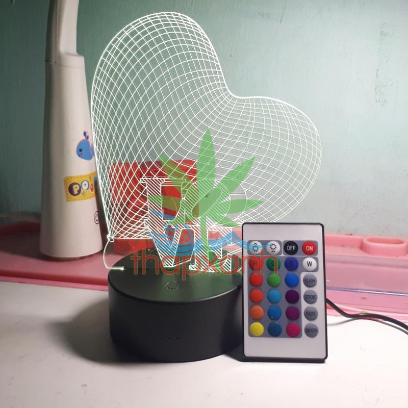 Đèn ngủ, Đèn trang trí Led 3D, Đèn ngủ 16 màu mini có điều khiển Lâu đài cổ tích
