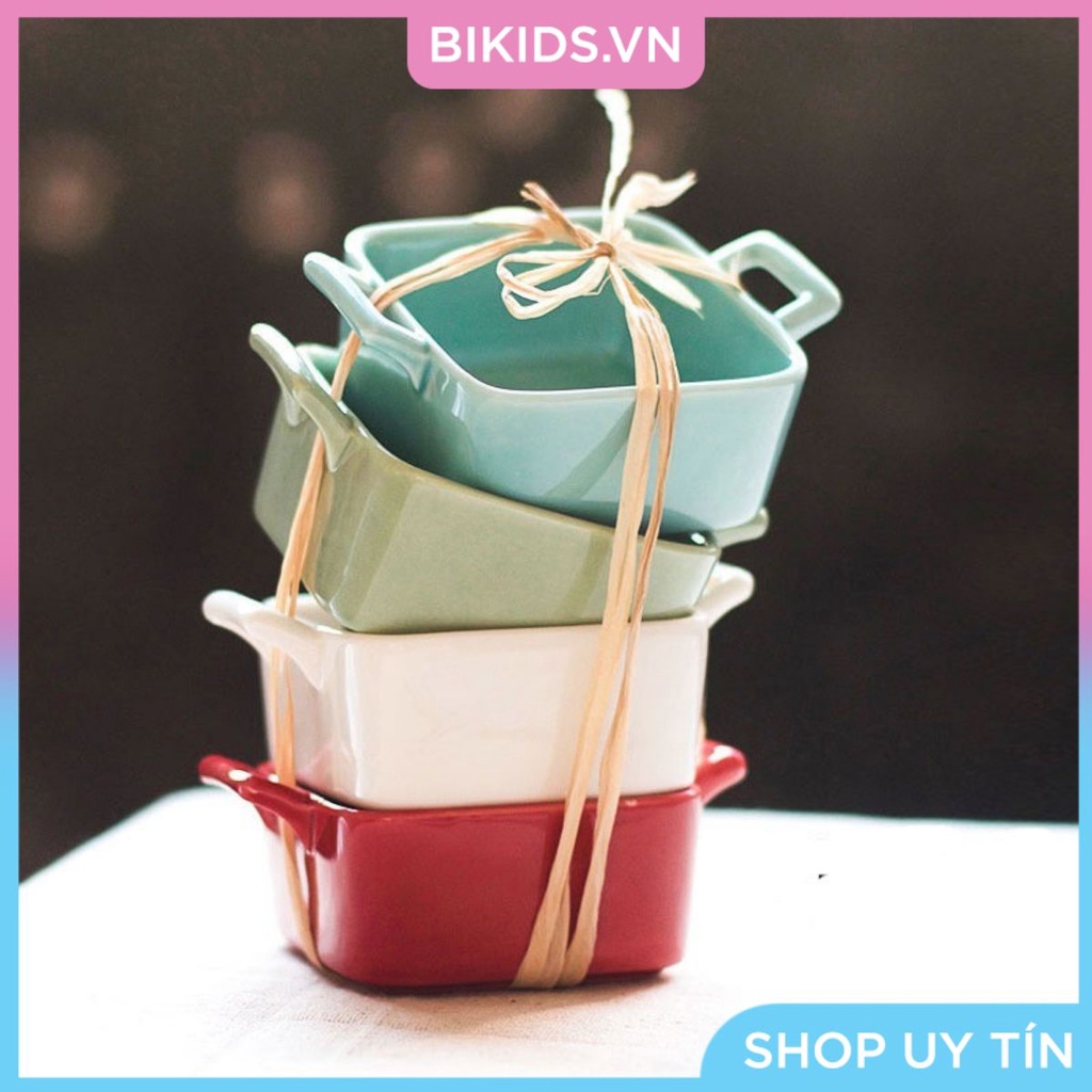 Bát ăn dặm gốm sứ 2 tai vuông 7cm
