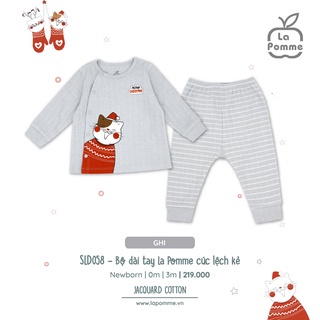 Lapomme - Bộ cài chéo, cài thẳng, body dày sơ sinh kẻ hình mèo SLD058, SLS058, JL058