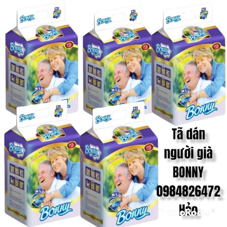 Tã Bỉm dán người lớn BONNY 50 miếng size M /L 40_80kg,vòng hông 68_120cm siêu thấm kháng khuẩn chống tràn hai bên
