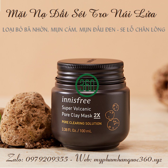 [HSD: 05/2023] Mặt Nạ Tro Núi Lửa Cho da Dầu Innisfree Super Volcanic Pore Clay Mask 2X 100ml