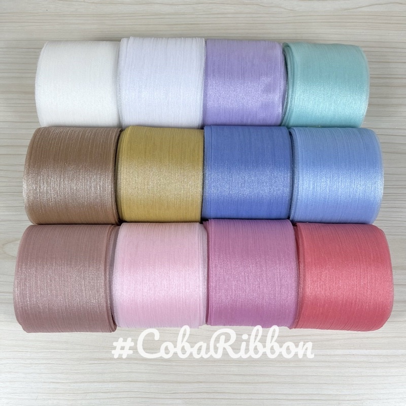 5 mét - Ruy băng voan xước ánh kim tuyến cỡ 60mm (Tone nhạt 1/2)
