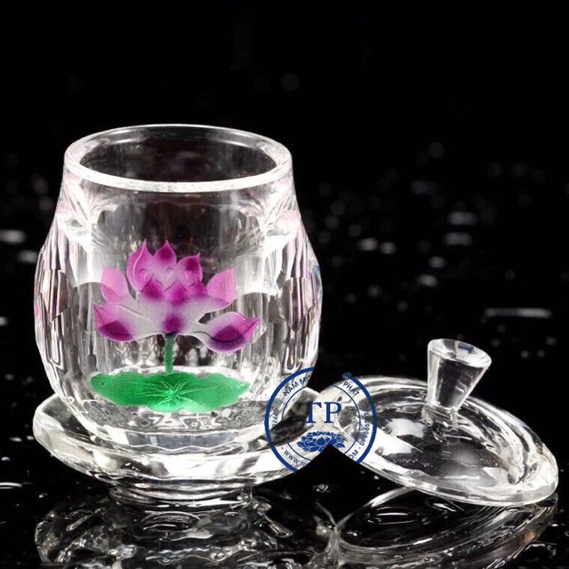 Chén pha lê hoa sen đế tròn nhỏ