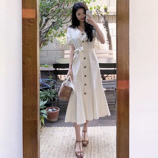 Đầm váy freesize trắng đuôi cá form dài